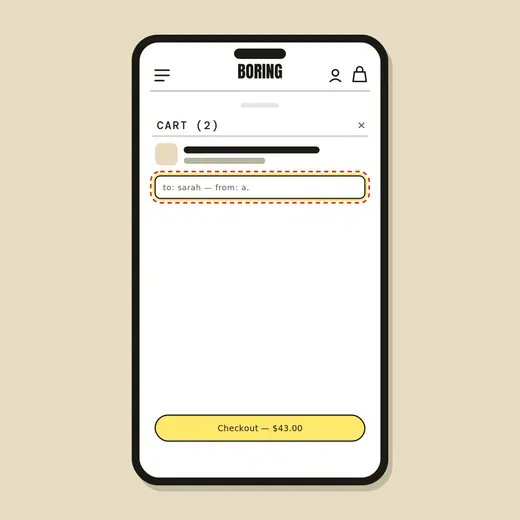 Gift note field — after
